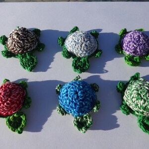 Crocheted Large 3D Turtle Applique, Embellishment, Magnet, Pin, Earrings Your Choice of Colors image 3