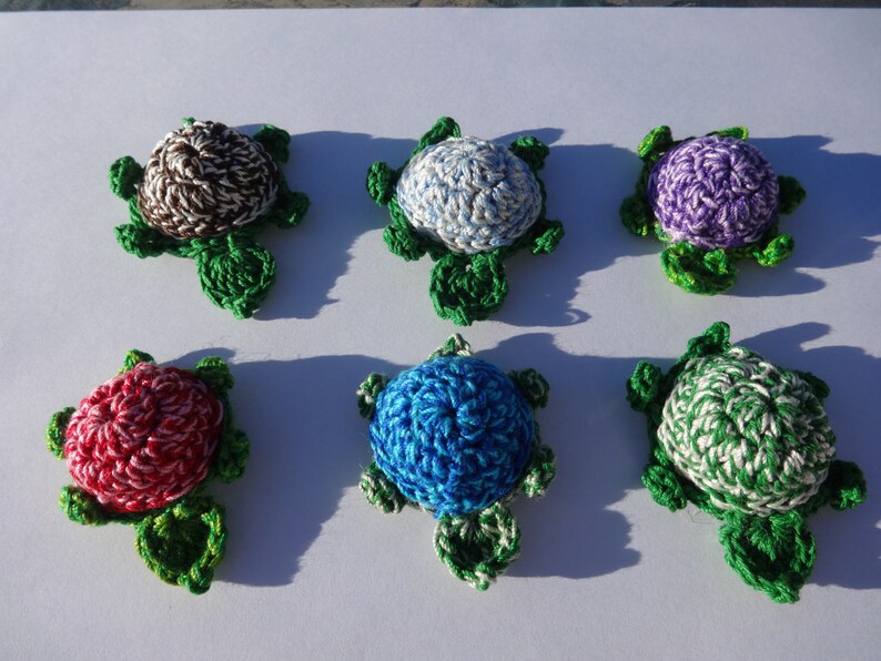 Crocheted Large 3D Turtle Applique, Embellishment, Magnet, Pin, Earrings Your Choice of Colors image 3