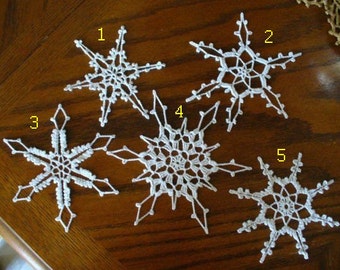 Crocheted Christmas Snowflake - Small Doily Applique or Embellishment - Set #1 - Mix and Match Snowflakes