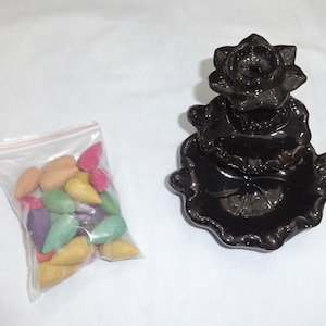 Lotus Flower Backflow Incense Burner Holder Meditation Incense Sticks Cones Mixed Scents Waterfall Effect Multifunctional Cones or Sticks
