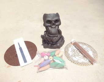 Skull In Hand Waterfall Backflow Incense Burner Holder Sticks Cones Mixed Scents Gothic Horror Skeleton With Freebies