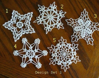 Crocheted Christmas Snowflake - Small Doily - Set 2 - Mix and Match Snowflakes