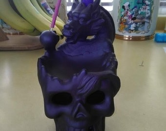 Skull Dragon Waterfall Backflow Incense Burner Holder Sticks Cones Mixed Scents Gothic Horror Skeleton LED Lights Batteries Included