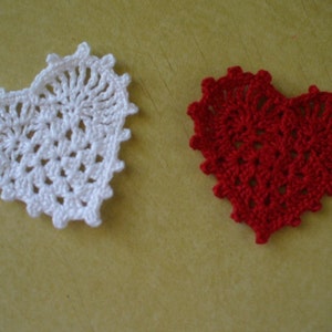 Crocheted Lacy Heart Applique, Embellishment or Earrings Style 2 Choose ...
