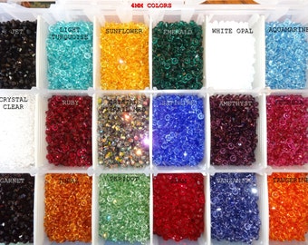 Mix Your Colors However you want to, You Choose, You Pick 4MM Xilion 5328 Swarovski (R) Crystal Bicone Beads, Birthstone Set