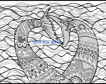 Mermaid Tails, Adult Coloring Page, Mermaid Art, Adult Coloring