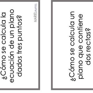 Juego cartas para repasar geometría 2 bachillerato