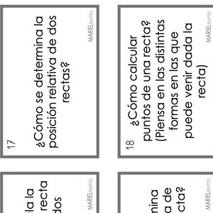 Juego de cartas sobre geometría plana (1º bachillerato)