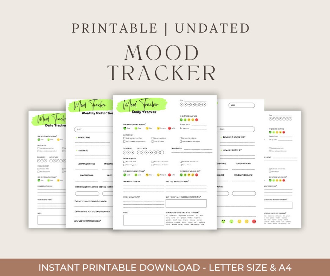 Printable Mood Tracker, Daily Mood Calendar, Emotional Journal, Mood Recorder, Emotional ...
