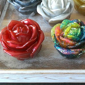 Handmade Epoxy Resin Rose Trinket Jar