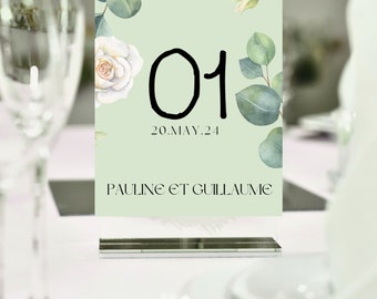 Table numbers for Wedding and ceremony invitation