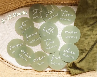 Acrylic Baby Milestone Marker | Green Monthly Milestone Markers, Milestone Cards | Baby Photo Prop | Baby's First Year | Baby Shower Gift