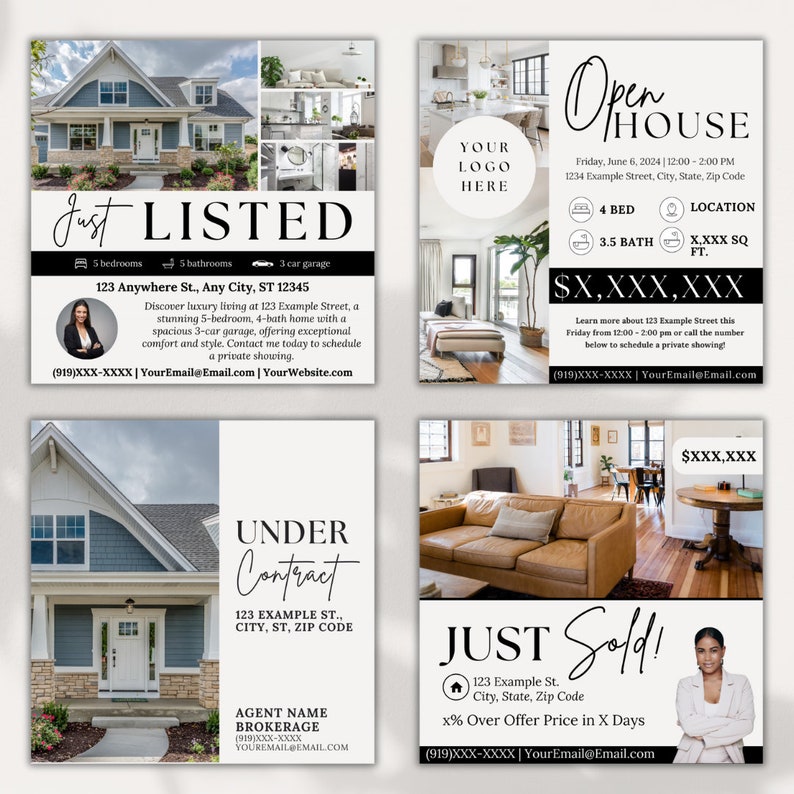 Real Estate Social Media Template Bundle: Open House, Just Listed ...