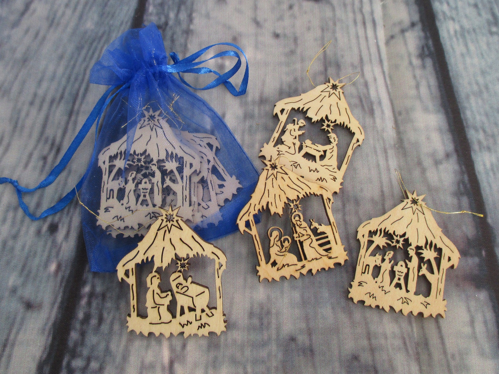 Nativity Ornaments Erzgebirge Wood Christmas Ornaments Hanging Wooden Nativity Vintage Wood German Xmas Gift Crafts Handmade Under 10