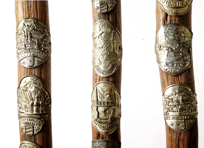Stocknagel Walking Stick Six Badges 6 Silver Shields German Etsy