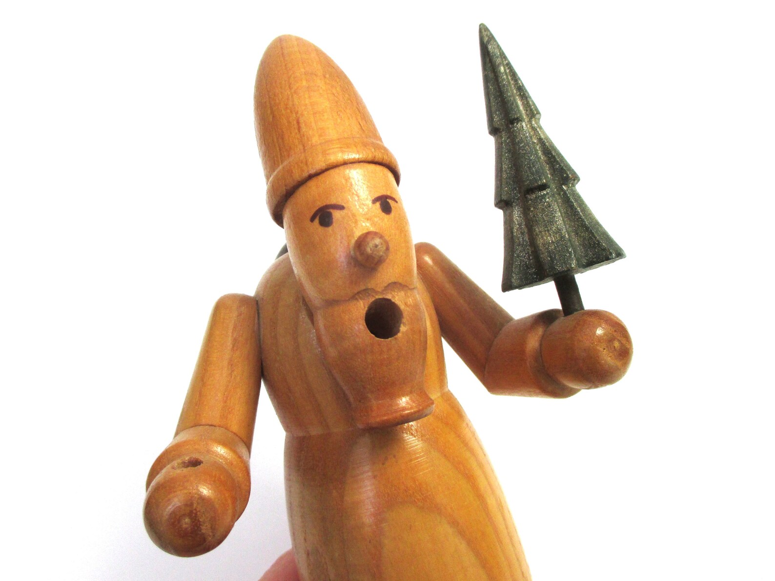 Wooden Santa Claus Figurine Vintage German Handmade Figure Erzgebirge