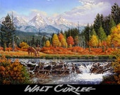 Original Oil Painting, Mountain Man Beaver Dam Western Oil Painting, Western Decor Mountain Landscape, Americana Decor, Trapper, Walt Curlee