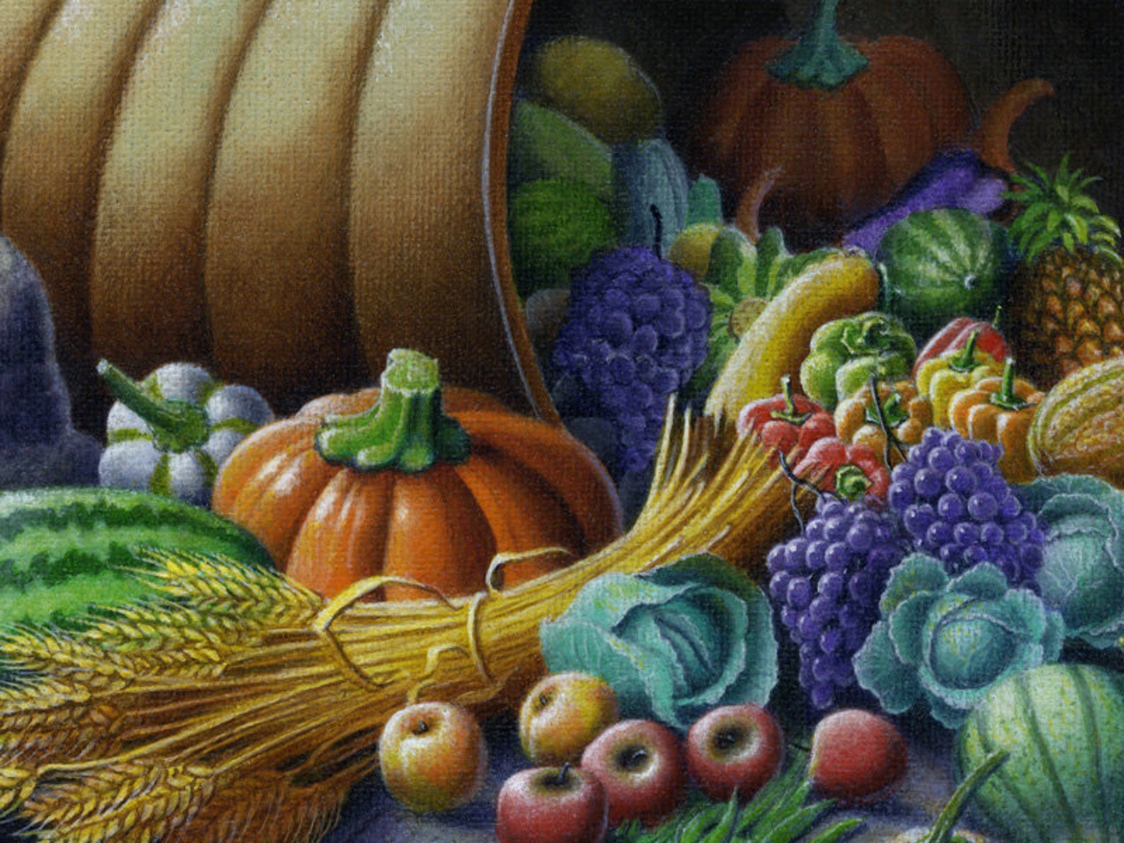 Horn Of Plenty cornucopia original oil painting Farm Etsy