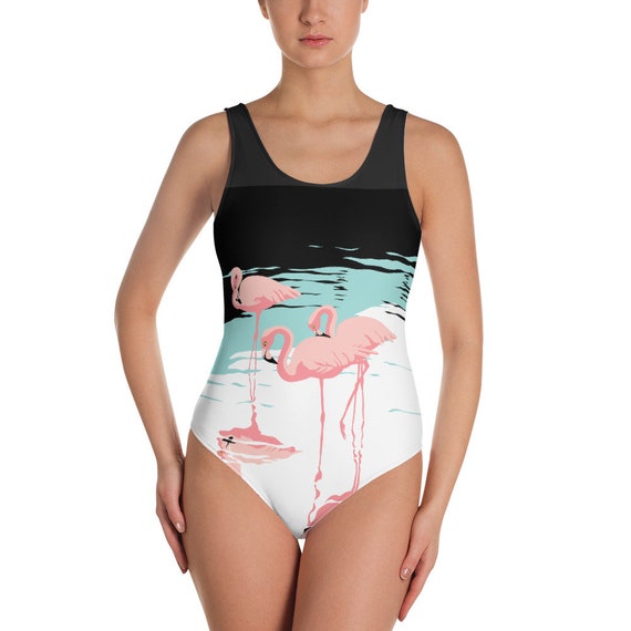 flamingo one piece bathing suit
