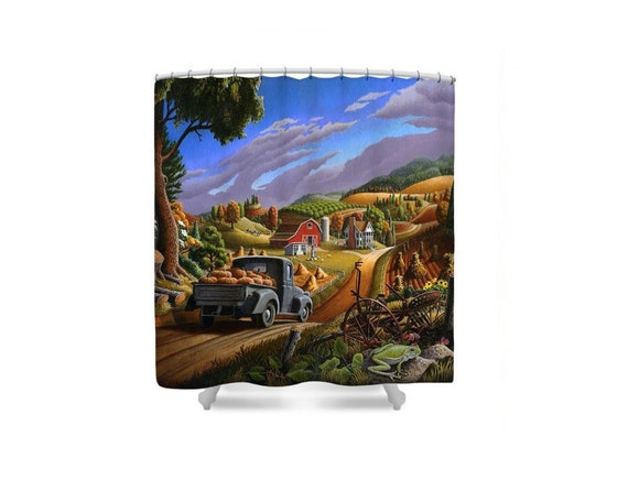 Old Truck Pumpkins Landscape Country Farm Landscape Shower Etsy