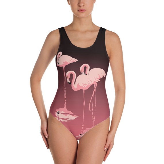 flamingo one piece bathing suit