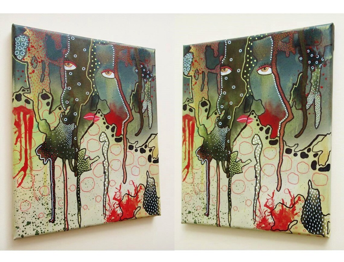 Edgy Wall Art Abstract Face Painting Original Artwork on Etsy