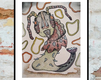 Weird Animal Painting Surreal Strange Worm Protozoan Creature Artwork Ernst Haeckel Inspired