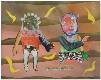 Weird Figure Art Surreal Surreal Quirky People In Acrylic & Collage