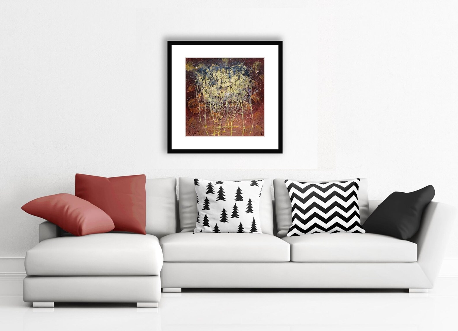 Large Abstract Painting Dynamic Wall Art Brown Ochre Grey Etsy