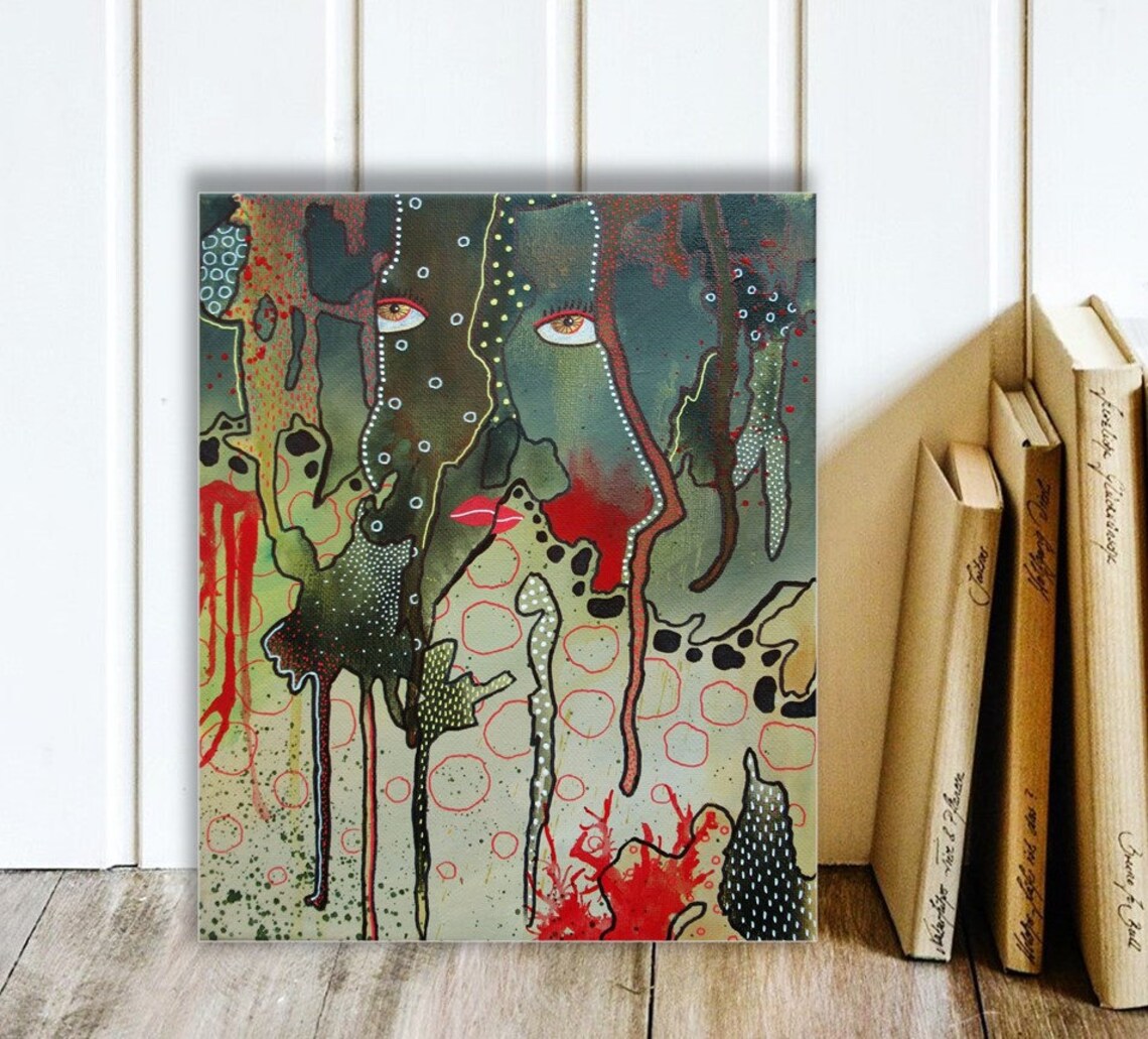 Edgy Wall Art Abstract Face Painting Original Artwork on Etsy