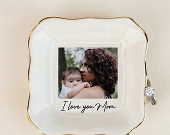 Regalos con fotos personalizados, bandeja para baratijas con fotos personalizadas, plato para anillos personalizado con imagen, regalo para la abuela, regalo para la mamá de la hija, regalo de cumpleaños