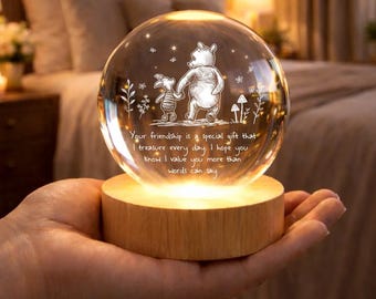Veilleuse boule de cristal personnalisée pour l'amitié, cadeau pour meilleure amie, cadeau pour âme sœur, souvenir d'amitié personnalisé, cadeau d'anniversaire pour meilleure amie