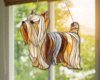 Yorkshire Terrier zonnevanger, langharige Yorkshire Terrier raamhanger, cadeau voor hondenliefhebber, Yorkshire Terrier decoratie, huisdier herdenkingscadeau, Yorkshire Terrier moeder cadeau