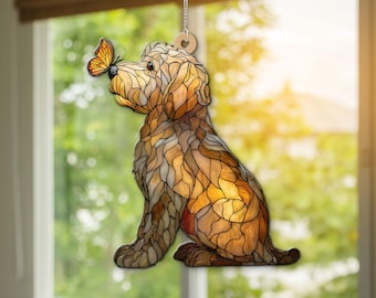 GoldenDoodle Suncatcher ACRYLIC, Personalized GoldenDoodle Christmas Ornament, Goldendoodle Ornament, Dog Gift, Gift For Doodle Lover
