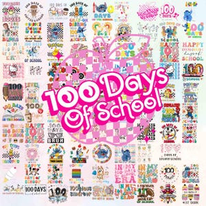 300+ Retro Happy 100 Days Of School Png/Svg Bundle, Cartoon Character Of School Svg, Cartoon School Png, 100 Days Brighter, Commercial Use