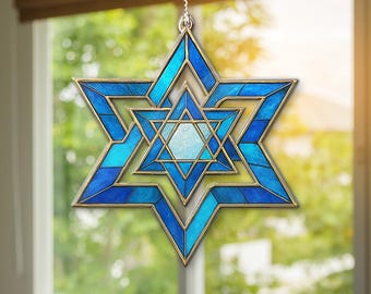 Acchiappasole per Hanukkah a forma di Stella di David, decorazioni ebraiche in acrilico per finestre, decorazioni per Hanukkah, stelle ebraiche, regali di Natale per acchiappasole per Hanukkah