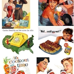 Anúncios retrô dos anos 1950-1960 nº 2 - Folha de colagem digital - Download instantâneo