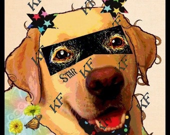 Pop Art Żółty Labrador Labrador Pies - Wydruk artystyczny 5x7
