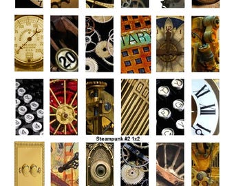 Steampunk Domino No. 2 - 1x2 Inch - Collage Sheet - Instant Download