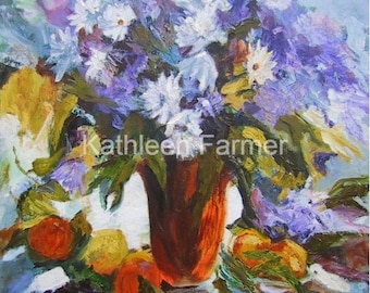 Lilac Bouquet 18x18 Original Oil Painting by Kathleen Farmer Colorado Artist