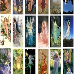 May include: A collage of 16 images featuring fairies with wings, some with flowers, others with stars, and some with a magical glow. The fairies are depicted in various poses, some flying, some standing, and some sitting. The images are all in a vintage style, with soft colors and delicate details.