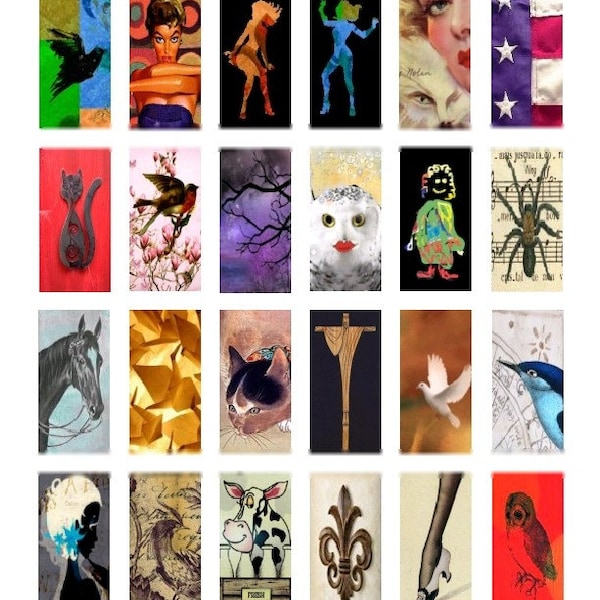 Domino Art No. 5 - 1x2 Inch Images Digital Collage Sheet-See Storefront for Monthly Coupon Code