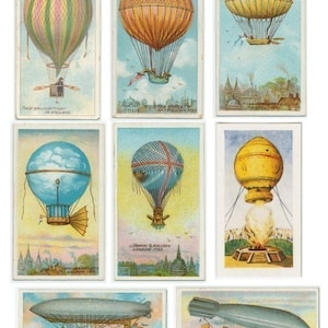 Floating on Air - Hot Air Balloons - Digital Collage Sheet - Instant Download