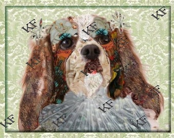 Pop Art King Charles Spaniel Dog - 5x7 Art Print