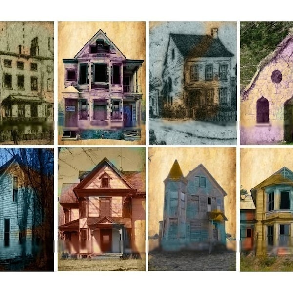 Grunge Abandoned Buildings - Digital Collage Sheet - Instant Download