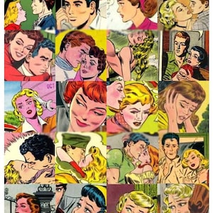 Romance Pulp Fiction - 2x2 - Digital Collage Sheet - Instant Download
