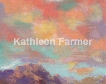 Pastel Mountain Majesty 8x10 Original Oil Painting by Kathleen Farmer Denver Artist