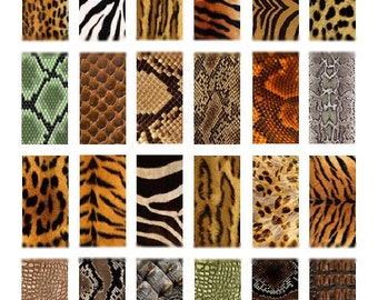 Animal Prints Domino No. 2 - 1x2 - Digital Collage Sheet - Instant Download