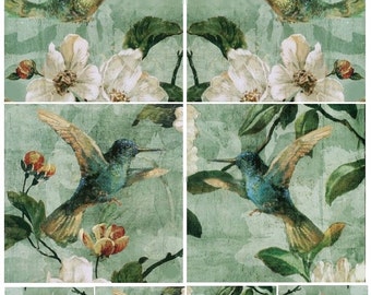 Hummingbirds 4x4 and 2x2 - Digital Collage Sheet - Instant Download