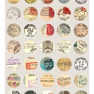 Cachets internationales et les frais de port - 1,25 pouces cercles - feuille de Collage numérique - téléchargement immédiat